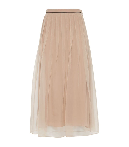 Tulle pleated midi skirt