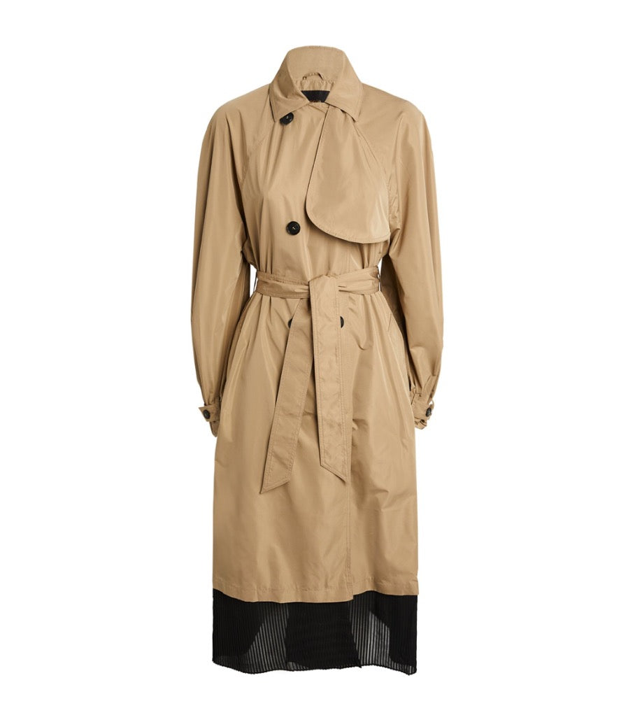 Chiffon trim trench coat