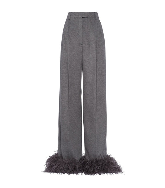 Cashmere feather trim trouser