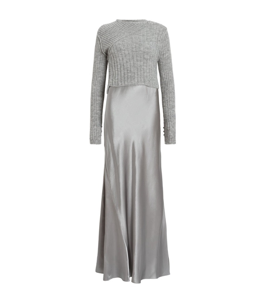 2 in 1 knitted midi dress